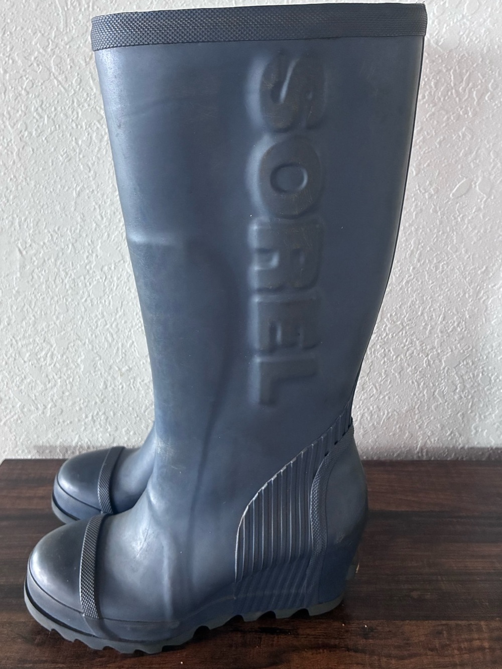 Sorel Joan wedge Tall Women's Rain Boots in Navy 37.5